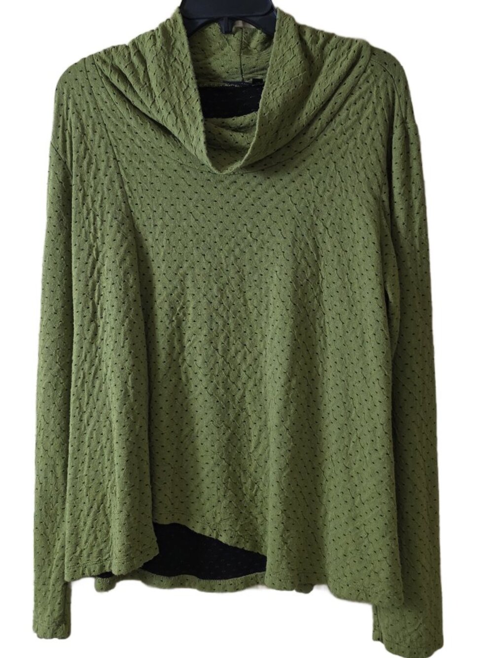 Lisa Bayne Lisa Asymmetrical Hem Knit Olive Turtleneck Sweater XL